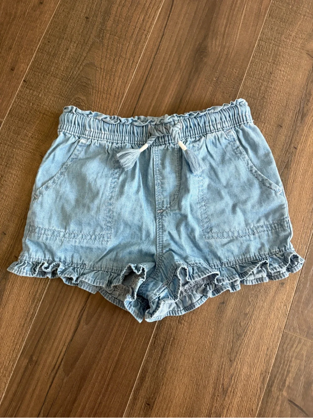 GAP Light Blue Ruffle-Trim Denim Shorts